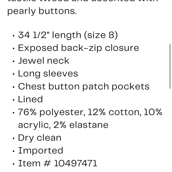 Alice+ Olivia  Shiloh Long sleeve Tweed Minidress NWT - Picture 5 of 6